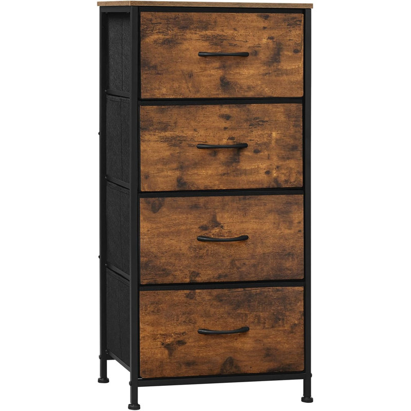 Ahilan 4 Drawer Storage Drawer, Brown/Black