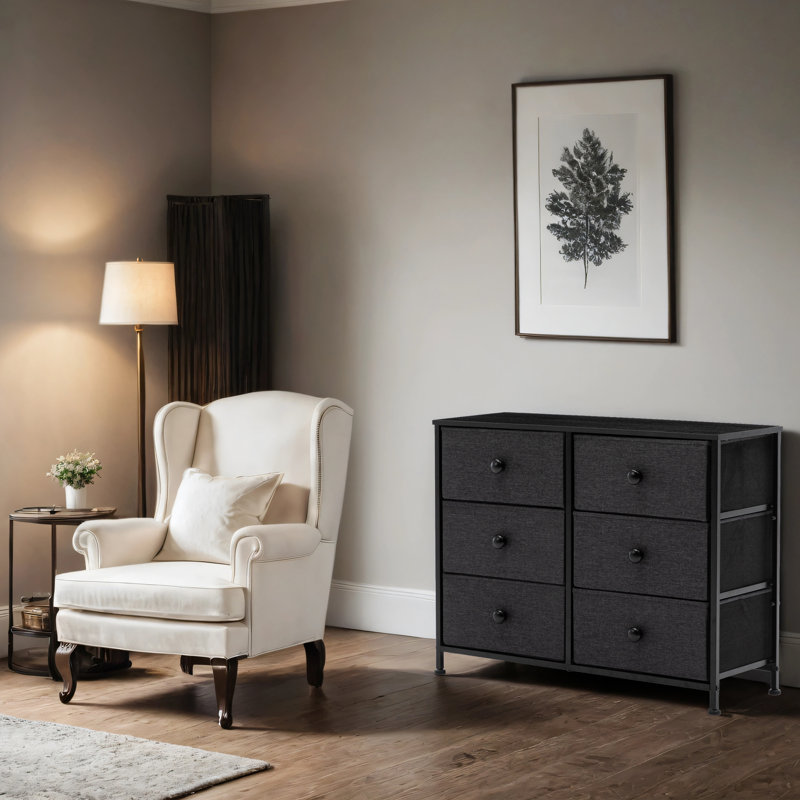 Commode 6 tiroirs Ellerbe, Noir