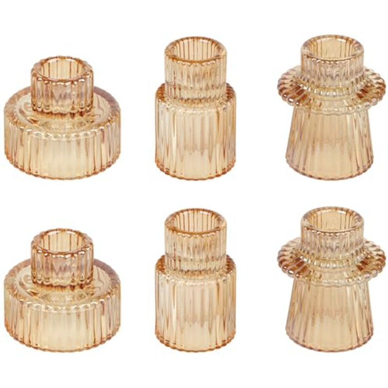 Bougeoirs en forme de chandelle en verre Taper, Doré