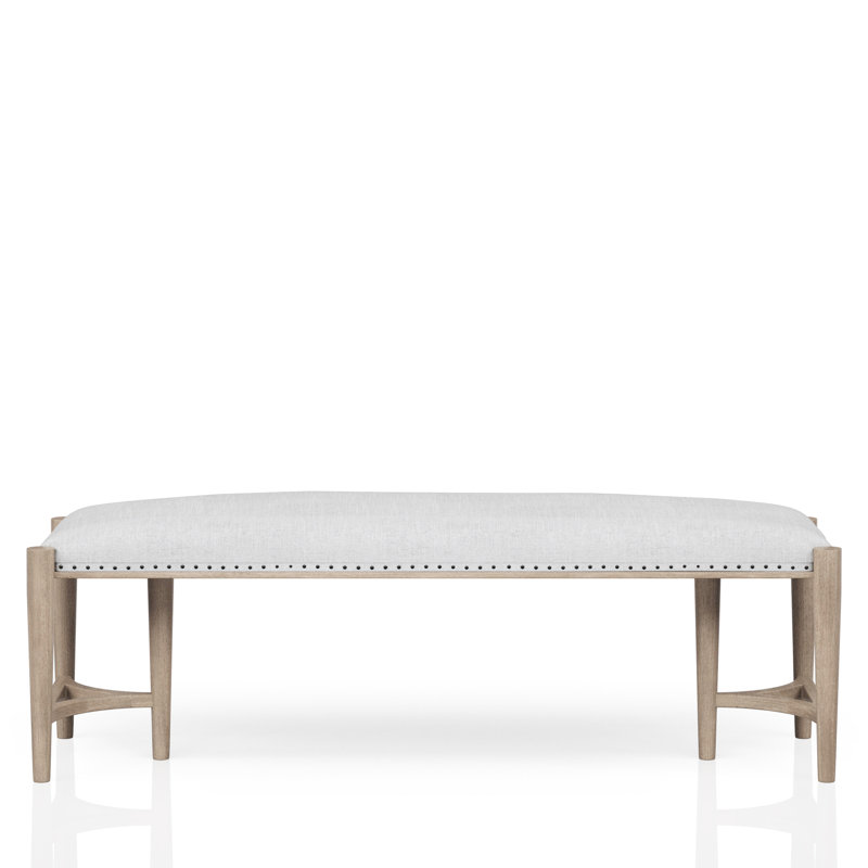 Banc de couleur sable pour le coin salon, siège rembourré, banc élégant Triad Bases, bases élégantes