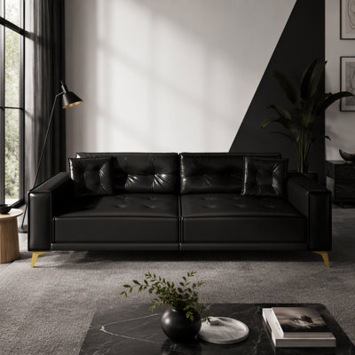 Modern Tufted Convertible Sleeper Sofa with Extra-Wide Armrests