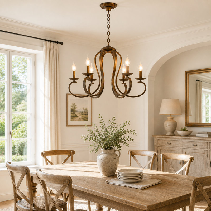 Kulpsville 6 - Light Candle Style Chandelier, Bronze