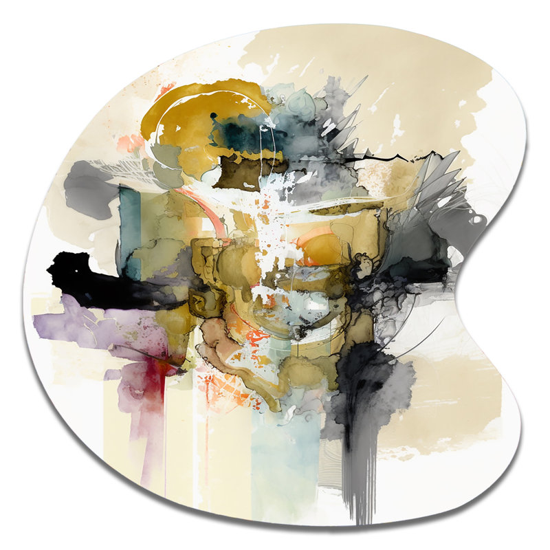 Alizarin Order - Abstract Liquid Ink Drop Shape Assymterical Metal Wall Art, 27'' H x 27'' W