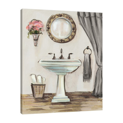 «Tuscan Bath IV Greige» par Silvia Vassileva, reproduction sur toile tendue