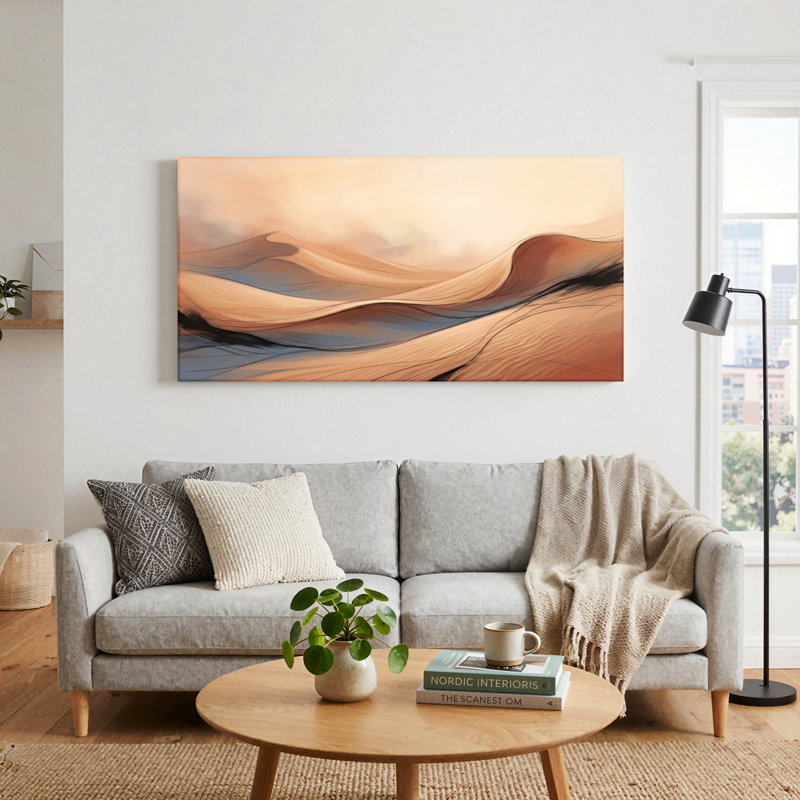 Ensemble de 1 tableau sur toile « Vagues du désert », 32“W x 16”H, Wrapped Canvas