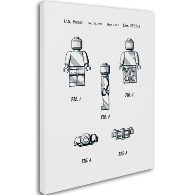 Lego Man Patent 1979 Page 1' Graphic Art Print on Wrapped Canvas in White -  Trademark Fine Art, CDO0184-C1419GG