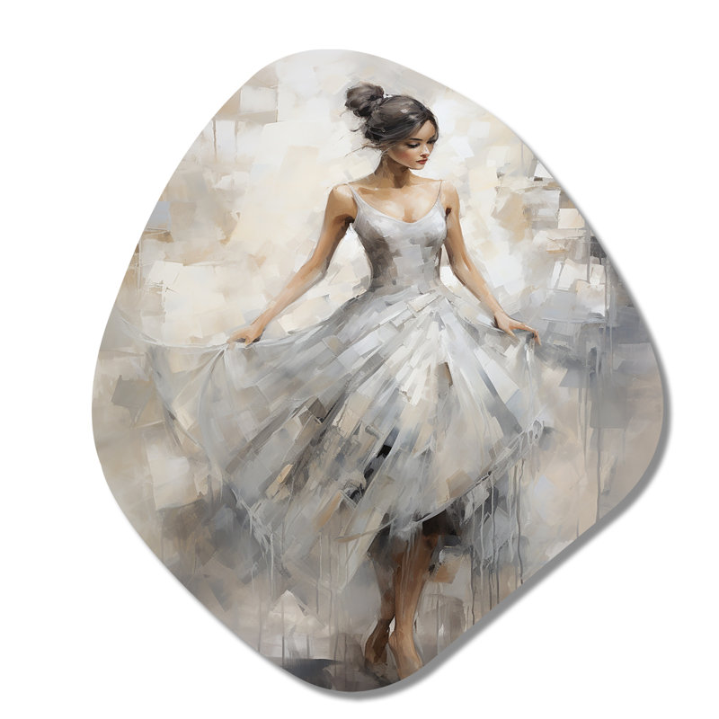 Contemporary Grey Ballet Dance Symphony I - Dance Nebula Shape Asymmetric Metal Wall Art, 28" H x 25" W x 1" D
