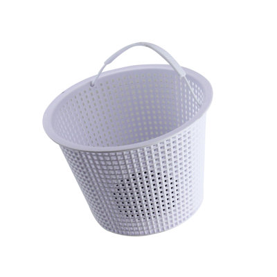 6.75" White Round Heavy Weighted Swimming Pool Skimmer Basket