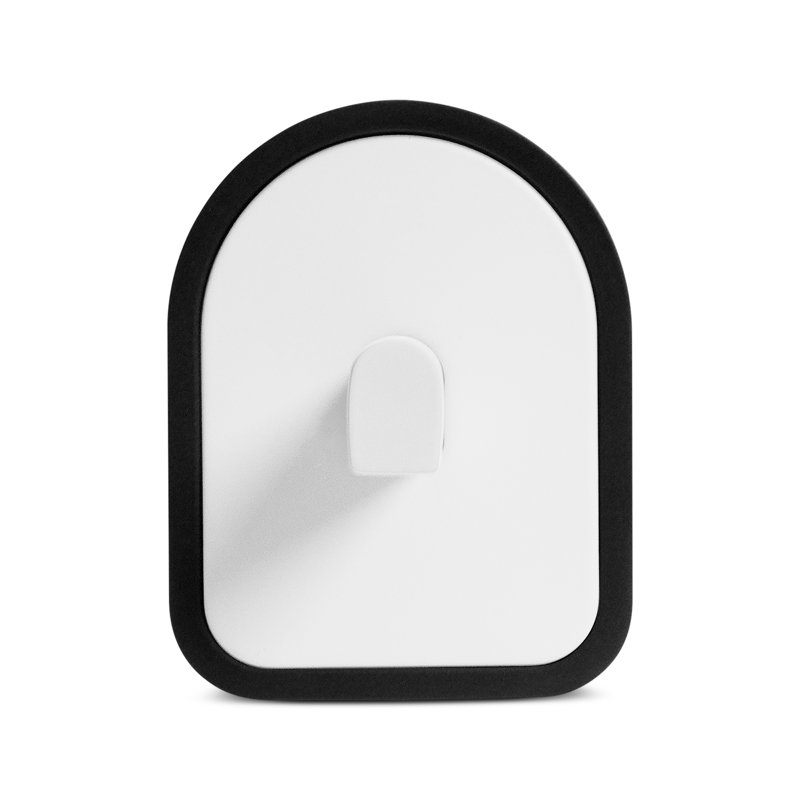 Grande brosse de toilette en métal avec support ovale, Blanc