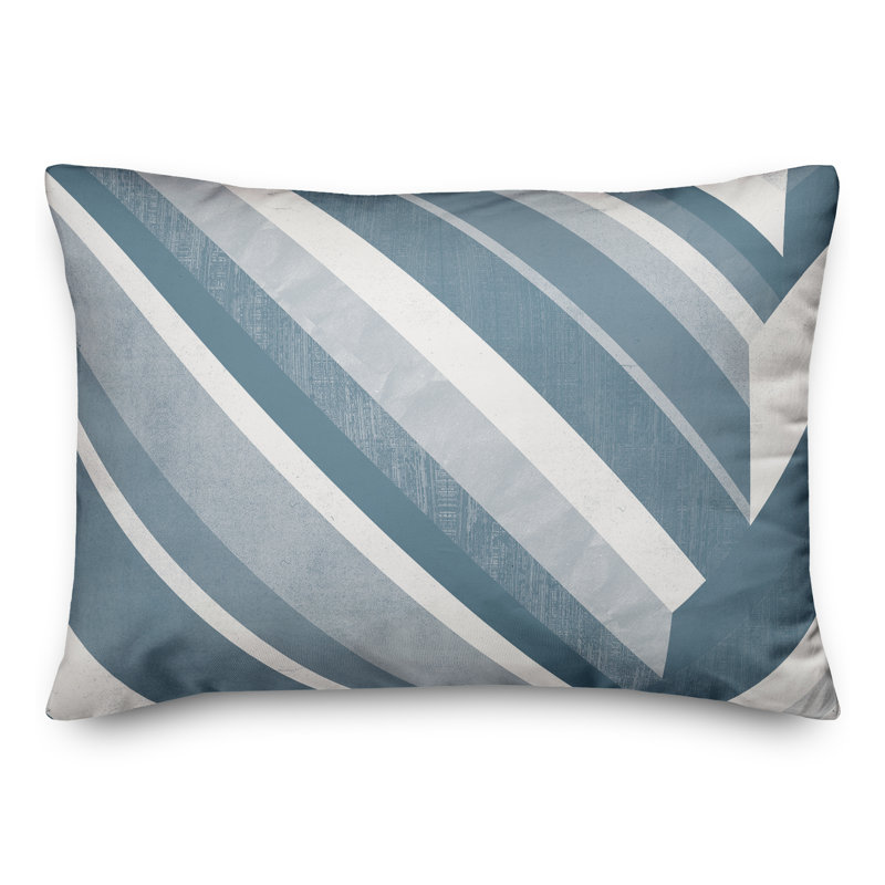Coussin intérieur / extérieur à rayures, Bleu