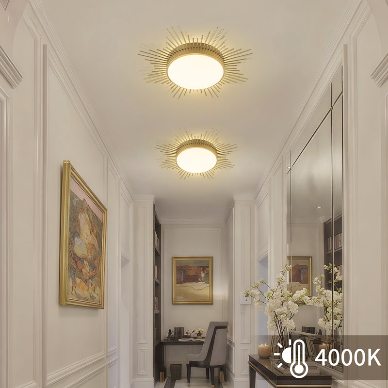 Modern 23.62" Dimmable LED Linear / Sputnik Flush Mount Lighting, Gold