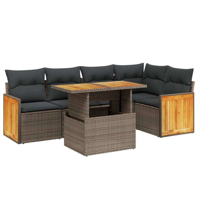 Ensemble de canapé de jardin en rotin poly 6 pièces Vidaxl