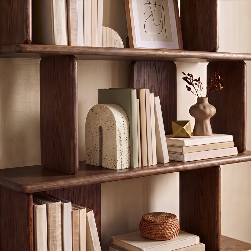 Serre-livres Phillipe, Beige Genuine Travertine