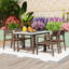 Ensemble repas en bois cinq pièces avec quatre chaises et une table de parasol rectangulaire-132489328