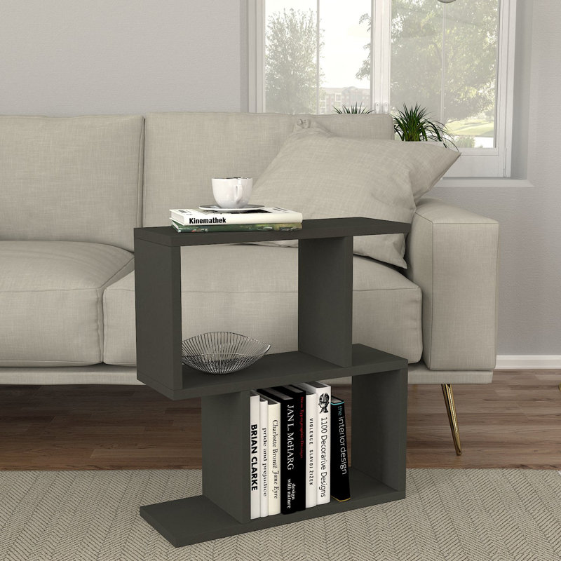 Table de bout à tablette de plancher de 21,81 po de hauteur Lasonda, Anthracite