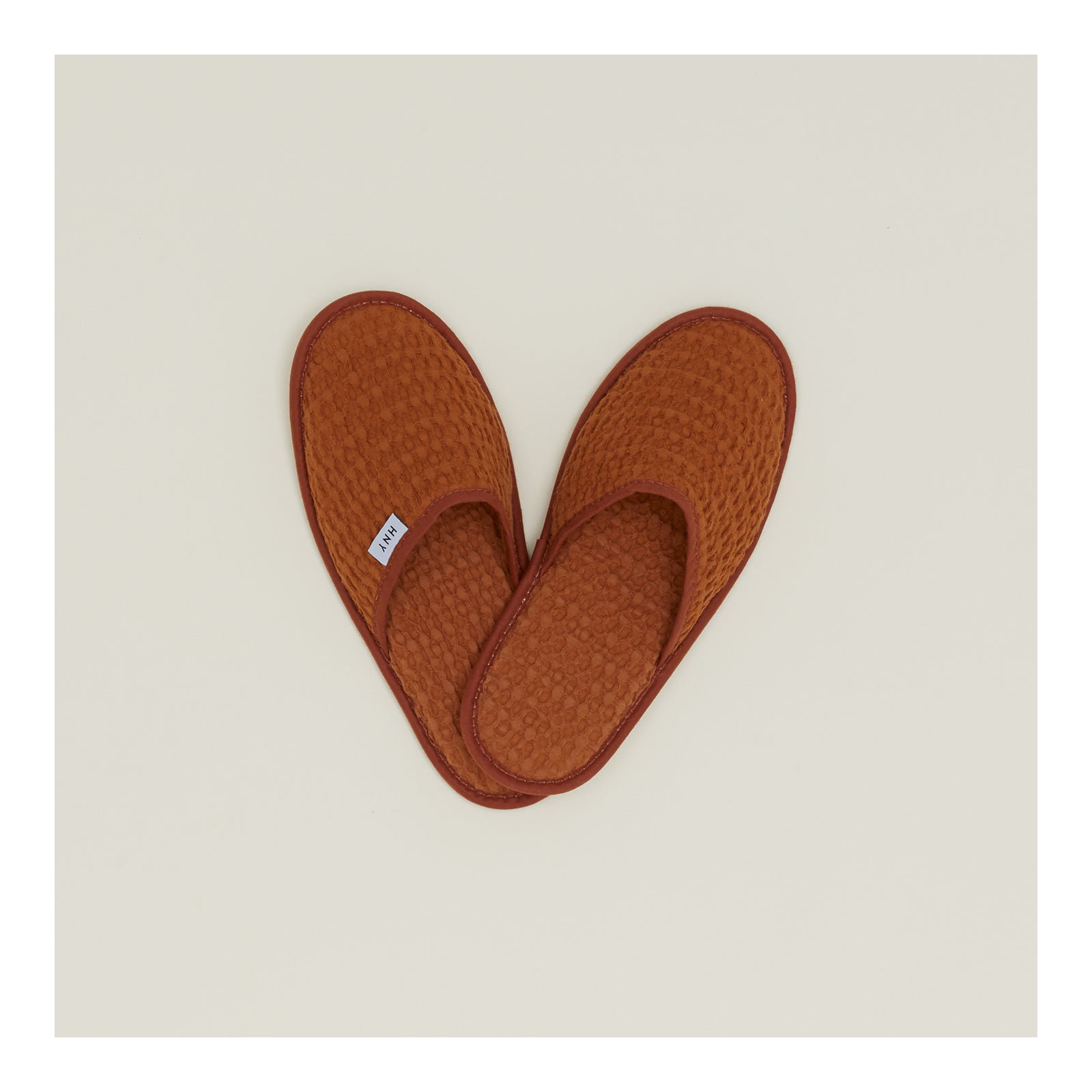 Simple Cotton Waffle Slippers, Small, Terracotta