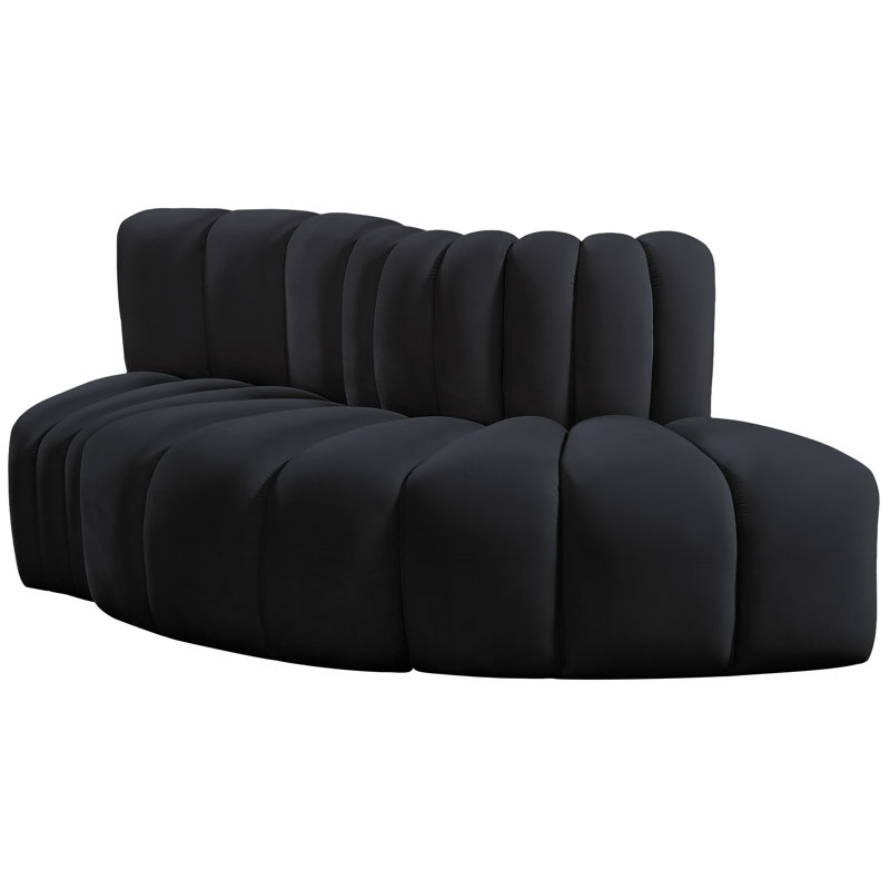 Iyre Upholstered Curved Sectional Reversible, Black Velvet
