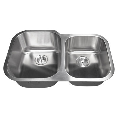 SleekSteel 31 in. x 20 in. 18 Gauge Stainless Steel Undermount 60/40 Double Bowl Kitchen Sink