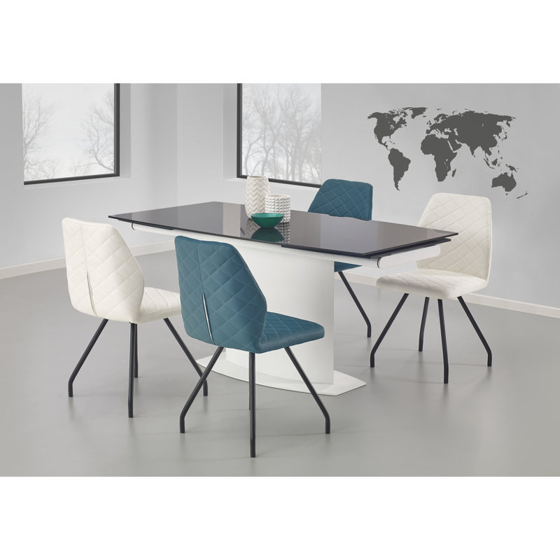 Iayana Glass Top Metal Base Dining Table