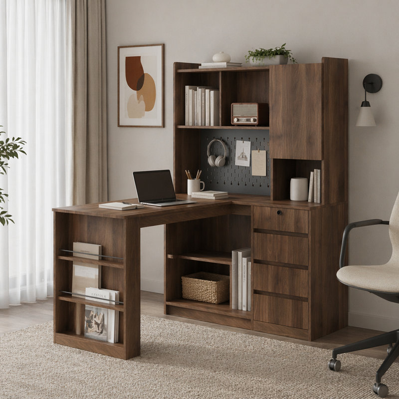 Bureau en L, Bois 4