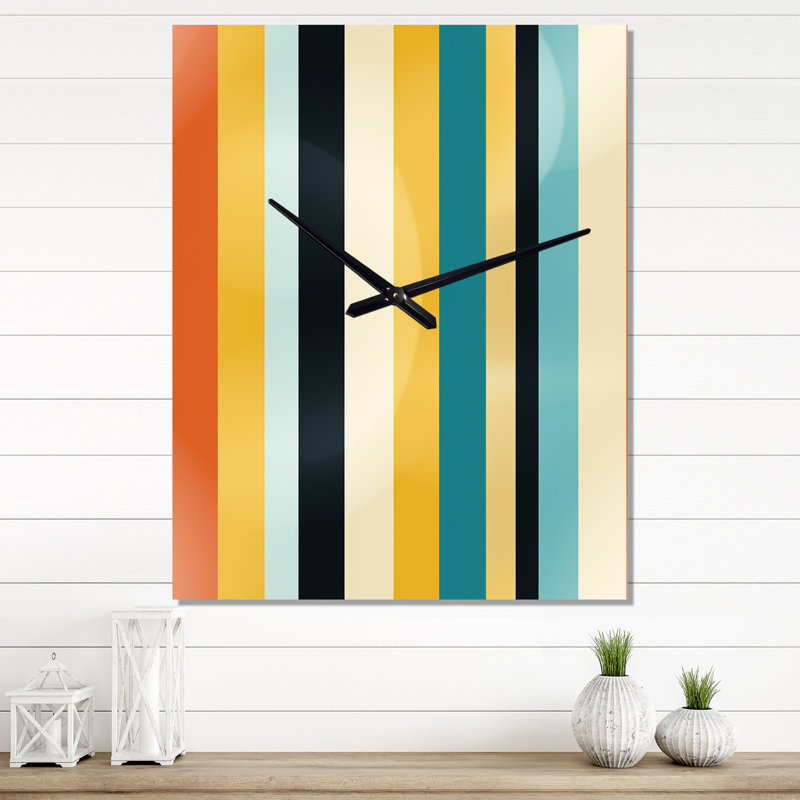 Jaquill - Horloge murale rayée Mid-Century, Grand