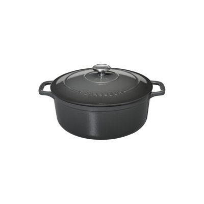 Chasseur 4.2-Quart Enameled Cast Iron Round Dutch Oven, Caviar