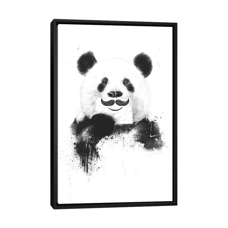 «Funny Panda», impression sur toile tendue, Toile avec cadre noir, Pas de tapis, H 26 po x l 18 po x P 1,5 po