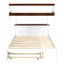 Lit superposé double avec lit gigogne simple, rangement et bureau, blanc et noyer-2027352467-2027352466