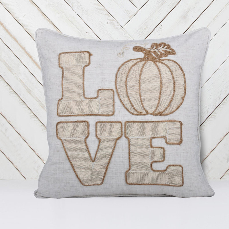 Coussin LOVE, Carré 20 po, Naturel/Ivoire