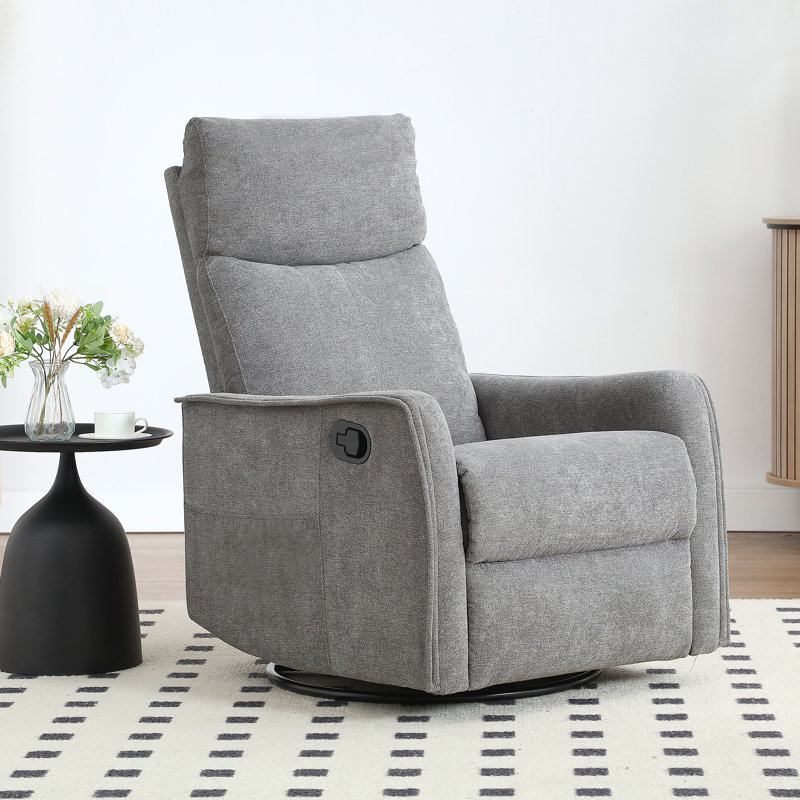27'' W Manual Recliner Swivel Rocker Recliner With Massage And Heat, Gray