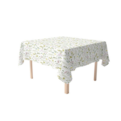 Square Tablecloth, 100% Cotton, 52X52", Botanical Stripe