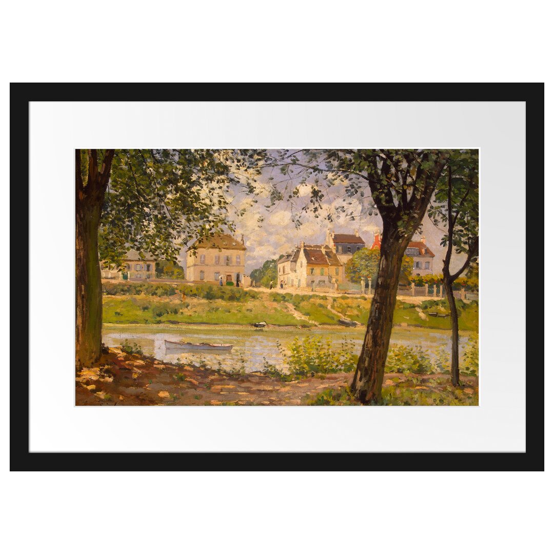 Gerahmtes Poster Village on the Banks of the Seine Ville von Alfred Sisley