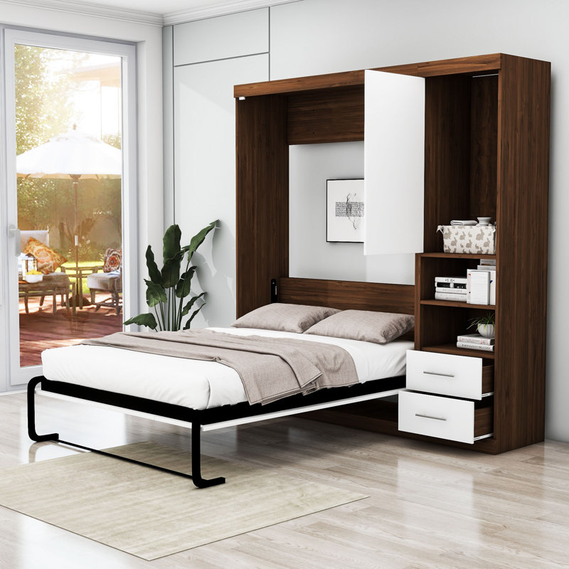 Lit escamotable en bois avec armoire, Double