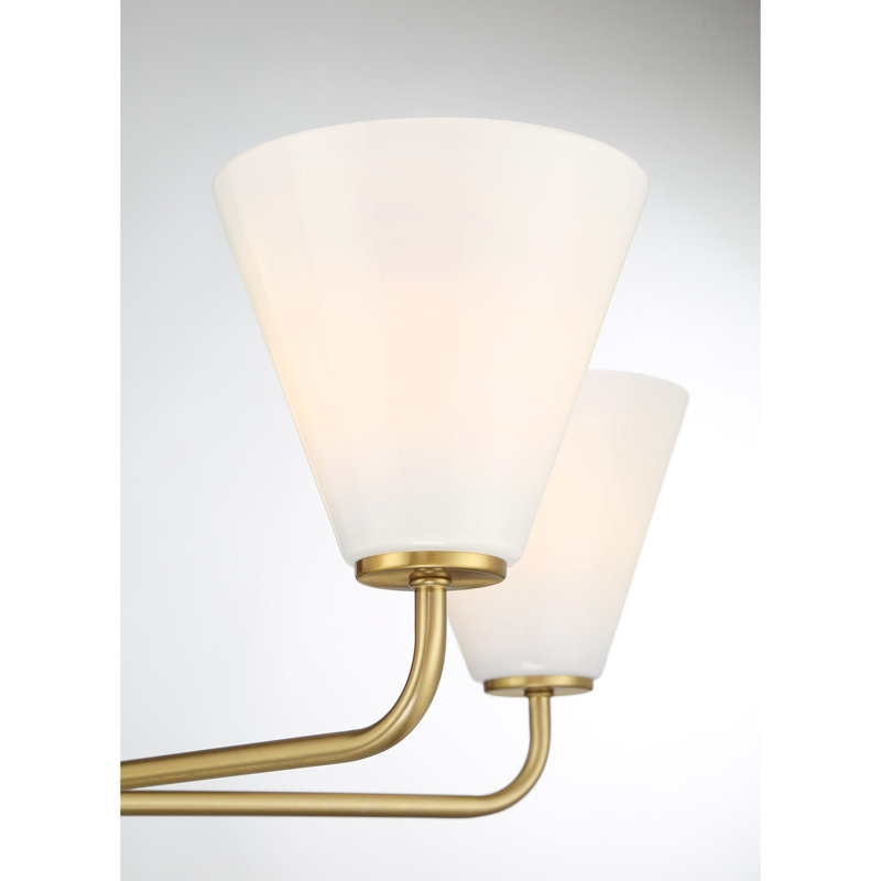 Lustre Hashimoto , H 9,25 po x l 30 po x P 30 po, Laiton, 5 lumières