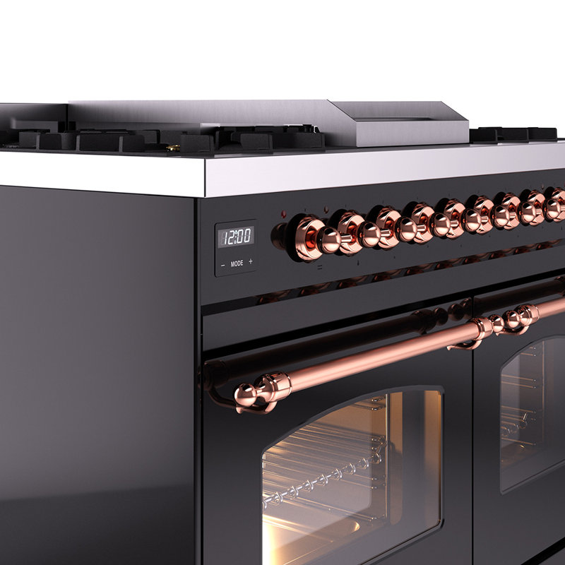 ILVE Nostalgie II 40 in Dual Fuel Range, Blue Gray/Copper, Natural Gas