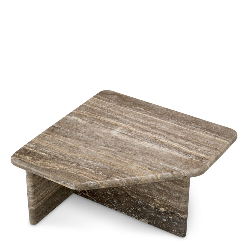 Coffee Table Ciro Silver Travertine, 13.78" H x 27.56" L x 27.56" W