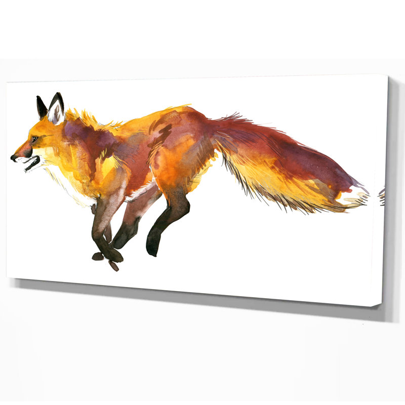 Illustration mignonne de renard-reproduction d’art, H 16 po x l 32 po x P 1 po, Toile tendue
