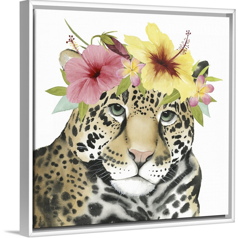 Art de halo tropical vi Shadle, Cadre flottant blanc, H 30 po x l 30 po x P 1,75 po