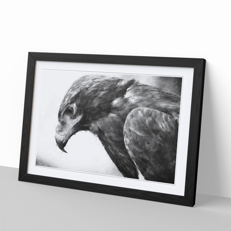 Golden Eagle Vol.2 - Picture Frame Painting, 27cm H x 36cm W x 2cm D, Black Framed