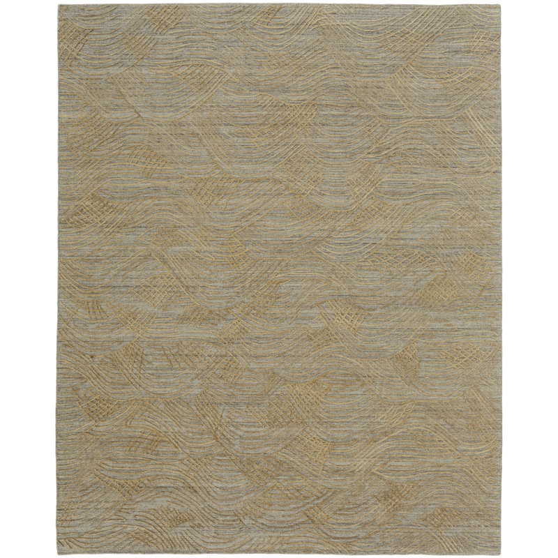 Taunton Transitional Abstract, Gold/Gray Area Rug, Rectangle 8' x 10'
