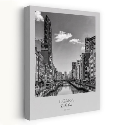 Dotonbori Canal Osaka Japan Contemporary Architecture Wall Art Print by Melanie Viola - Wrapped Canvas Print