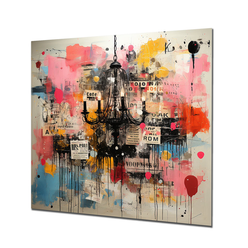 Lustre Pop Art en rose II - lustre en métal, art mural, H 16 po x l 16 po