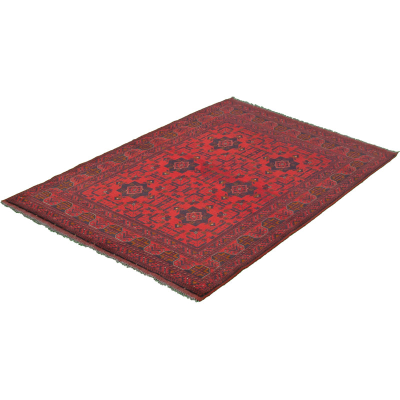 Tapis de zone en laine rouge 4 pi 2 po x 6 pi 4 po à la main one-of-kind-noué la 2010s esari turque Allaina
