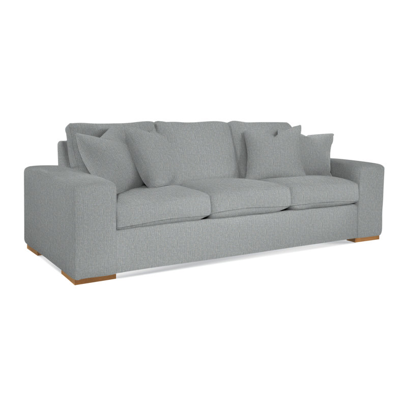 Memphis Sofa, Green/Blue Stripe Polyester Blend, Honey