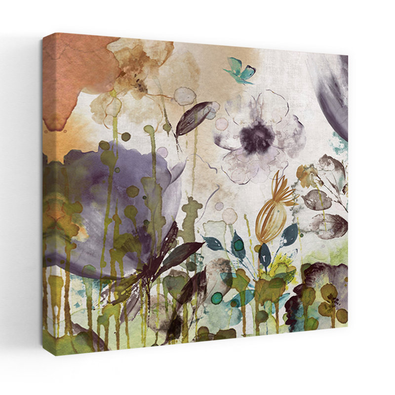 «Autumn Song II», art floral fantaisiste avec papillon, H 24 po x l 24 po