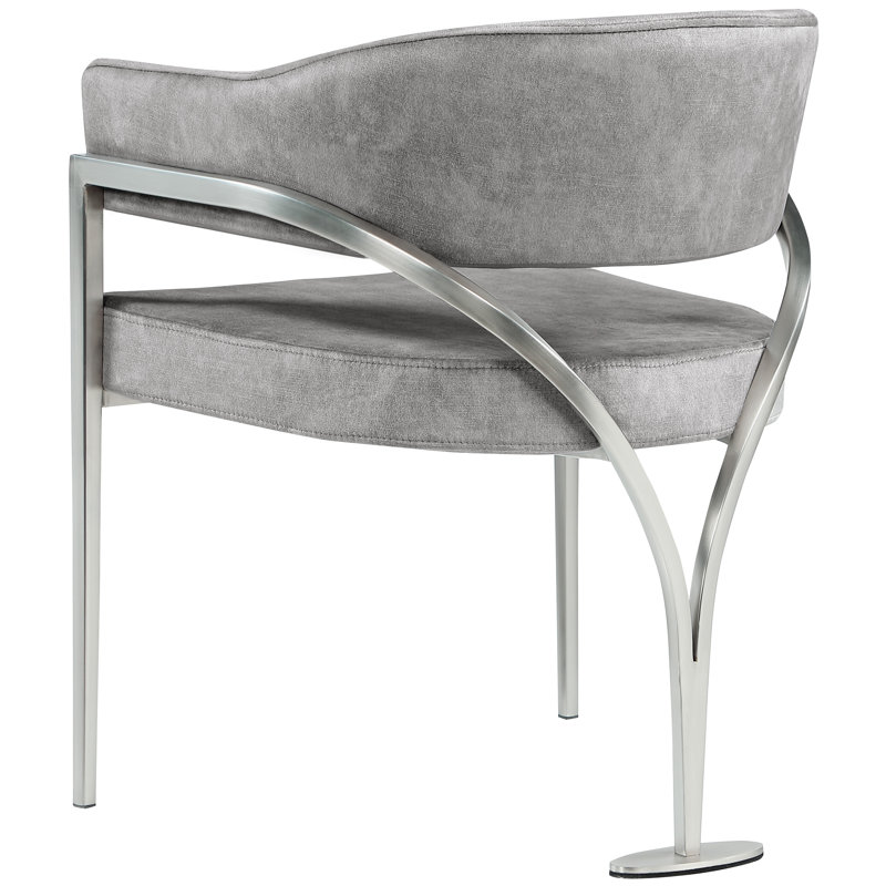Kirsi Velvet Dining Chair, Grey Velvet, Silver
