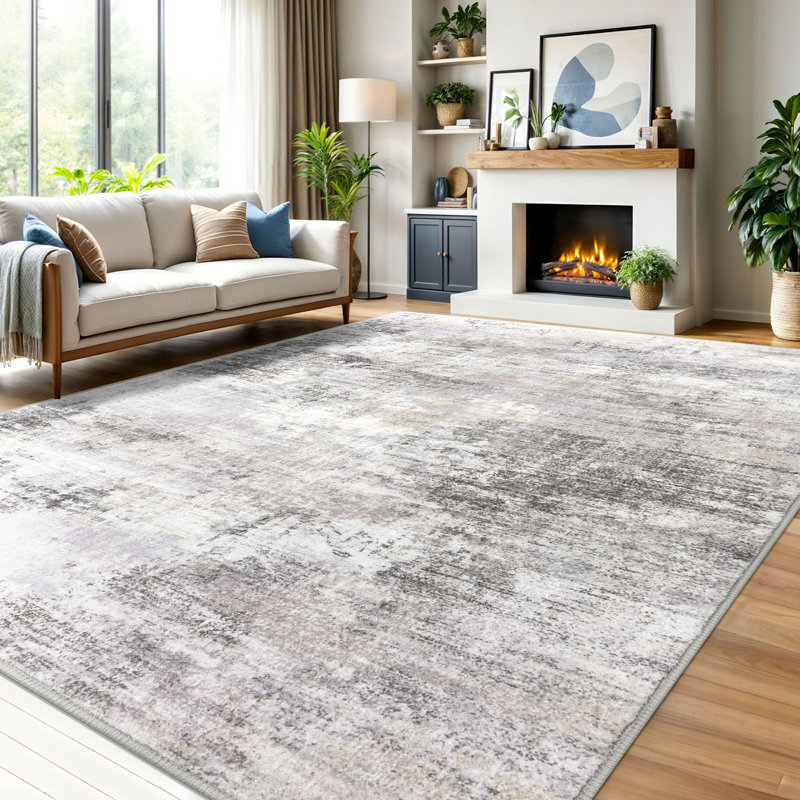 Washable Area Rugs Non Slip Bedroom Rug Living Room Rugs with Rubber Backing, Rectangle 9' x 12'