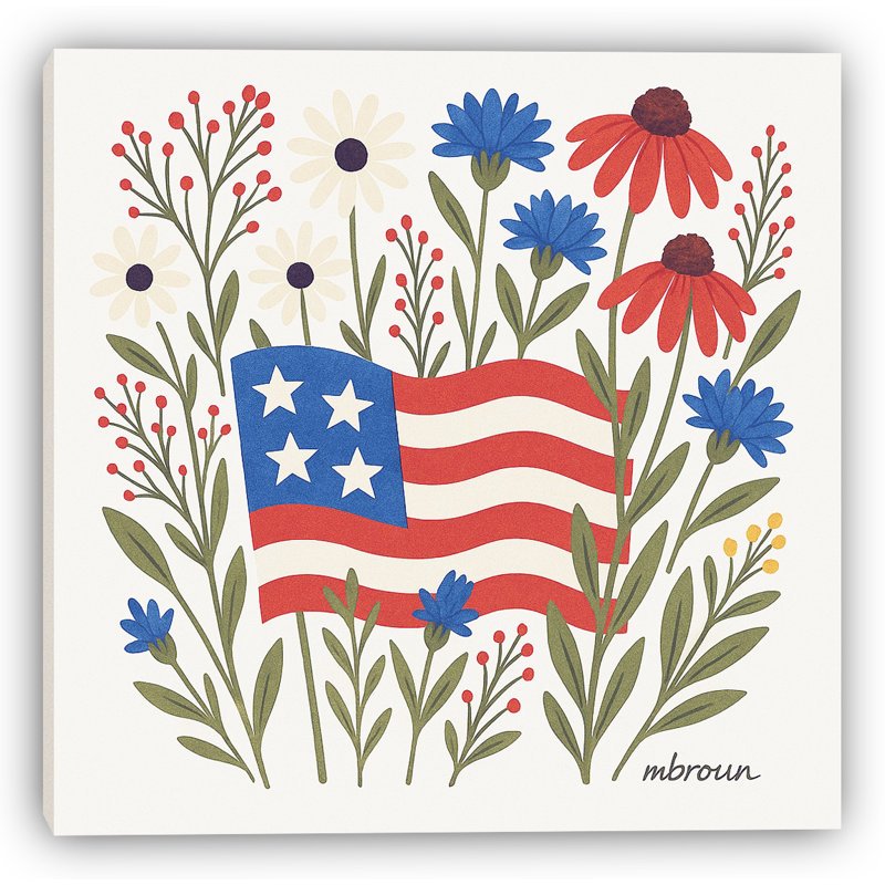 Art mural stylisé, drapeau de jardin patriotique, H 12 po x l 12 po