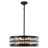 Modern 6-Light 19.69 inch Dimmable Drum Crystal Chandelier Contemporary Round Ceiling Fixture with Black Metal Frame