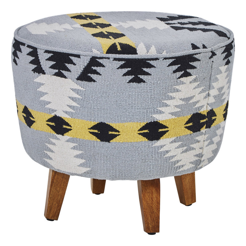 Kornegay 45cm Wide Round Geometric Footstool Ottoman
